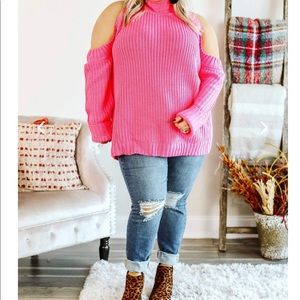 Plus size cold shoulder sweater